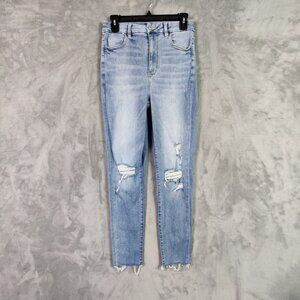 American Eagle Jeans Women 6 Blue Curvy Highest Rise Jegging Denim Ripped Pants
